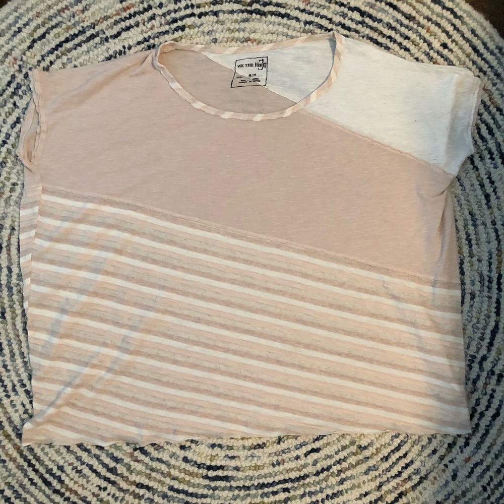 Free People We The Free pink striped boxy tee